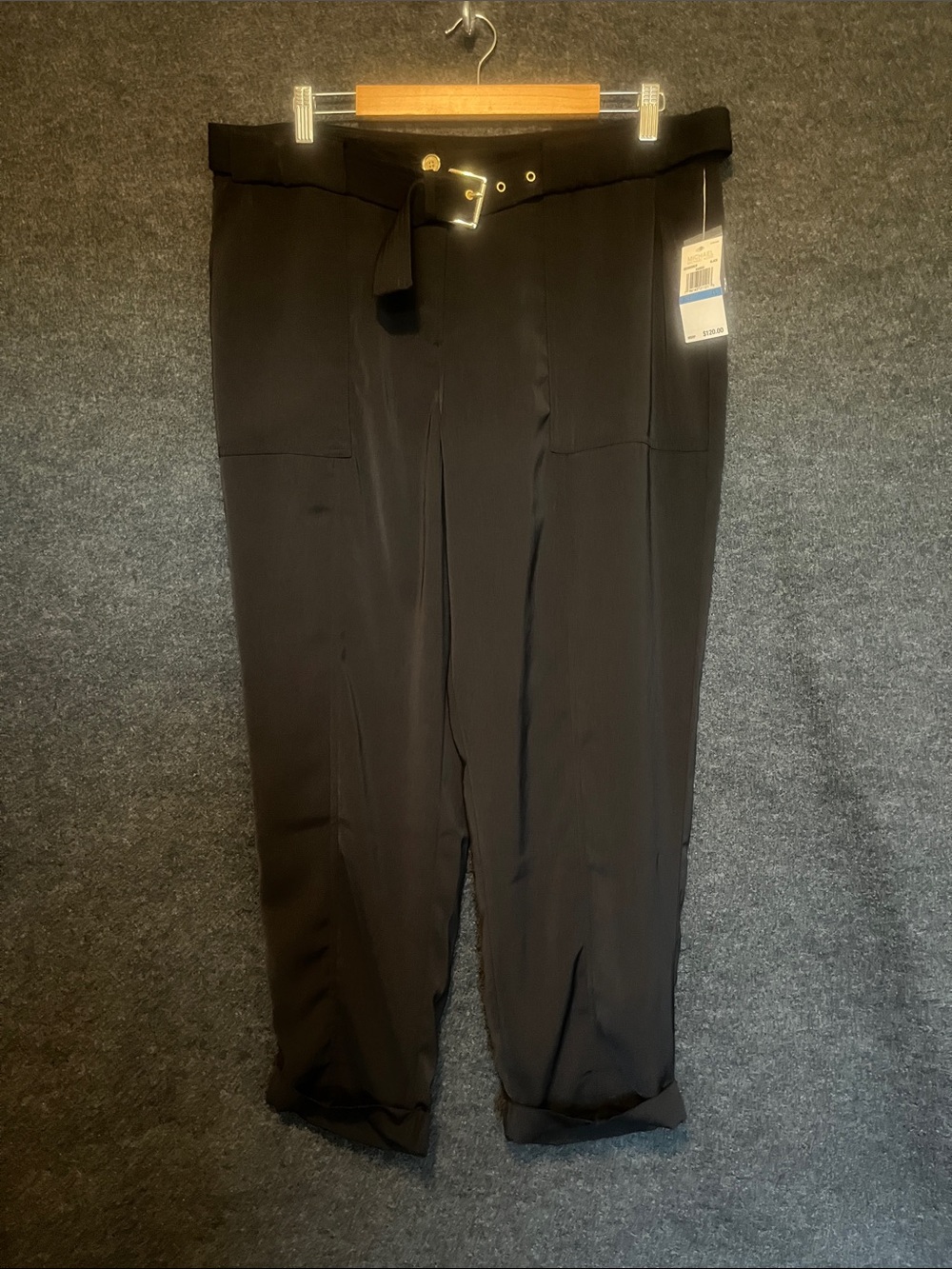 MICHAEL Michael Kors Black Straight-Leg Pants with Waist Tie
